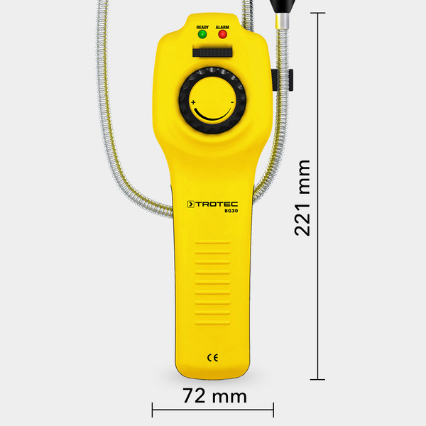 Gasmessgerät PCE-GA, für Leckagen an Gasleitungen, LED-Anzeige, 500 mm  Sensor, 3-facher Alarm
