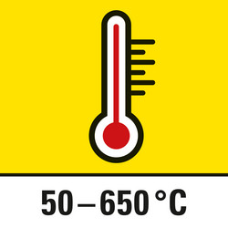 Odabir temperature vrelog vazduha u koracima po 10 stepeni od 50 °C do 650 °C